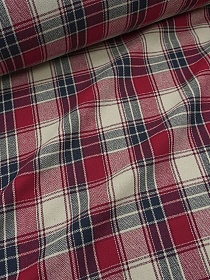 Фуле "Клетка" цв.малиновый/бежевый/чернильный, ш.1.45м, хлопок-100%, 150гр/м.кв