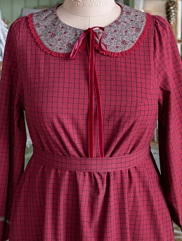 Платье из пестряди "Чернильная клетка на бордово-терракотовом"