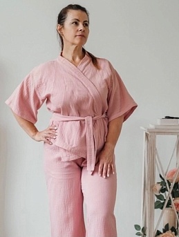 Стильный домашний костюм кимоно из муслина*