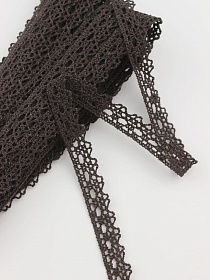 Кружево цв.темный шоколад, ш.12мм, хлопок-90%, п/э-10%, 10м