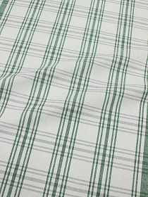 Холст полотенечный "Клетка" цв.т.зеленый/св.серый, ш.0.5м, лен-30%, хлопок-70%, 140гр/м.кв