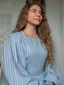 Платье из фактурного хлопка "Колосок"