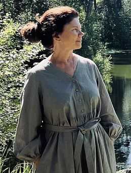 Платье из Вареного хлопка цв.Хвойно-зеленый меланж