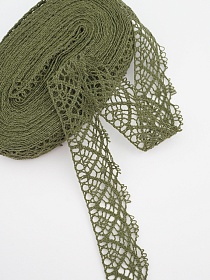 Кружево цв.темный хаки, ш.30мм, хлопок-90%, п/э-10%, 10м