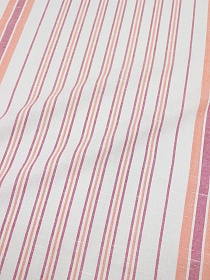 Холст полотенечный "Узкая полоска" цв.персиковый/сиренево-бордовый, ш.0.5м, лен-30%, хл-70%