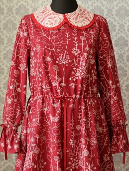 Платье из теплого хлопка "Флора - пунктир"