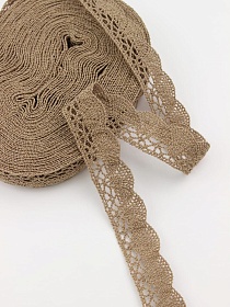 Кружево цв.песочно-коричневый, ш.19мм, хлопок-90%, п/э-10%, 10м, рис.110/9