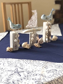 Столовое белье из полульна "Подводный мир"