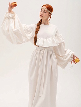 Платье "Голубка" из хлопка крэш