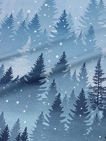 Перкаль "Дымка-лес" цв.сине-голубой, (комп), ГОСТ, ш.2,2м, хлопок-100%, 110гр/м.кв