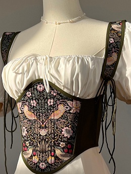 Корсет из хлопка "Райские птички" цв.чернильный