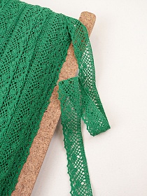 Кружево цв.изумрудно-зеленый, ш.30мм, хлопок-90%, п/э-10%, рис.111/31