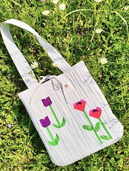 Сумка-шоппер в технике пэчворк из полульна