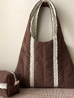 Сумка из микровельвета в бежево-коричневом цвете