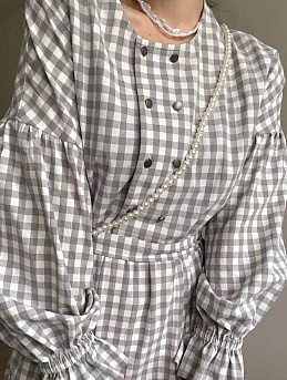 Платье из вареного хлопка в винтажно-голубом цвете