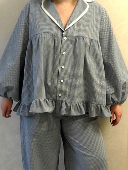 Домашний костюм из вареного хлопка "Мелкая двойная клетка"