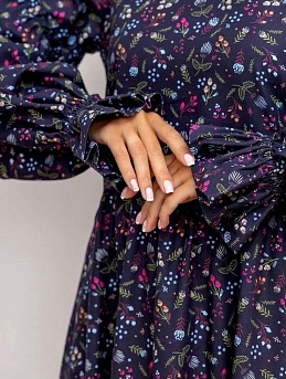 Платье с длинными рукавами из теплого хлопка "Разнотравье"