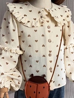 Блузка из муслина двухслойного "Сердечки"