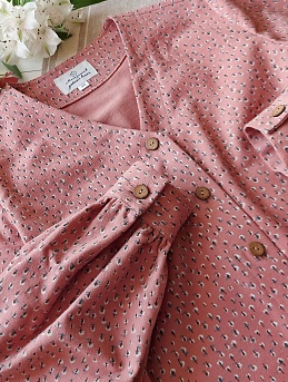 Рубашка из теплого хлопка "Мелкие белые листочки"