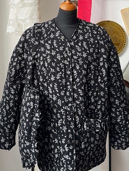 Фуфаечка из теплого хлопка "Луана" цв.черный/кремовый