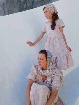 Платья для мамы и дочки из муслина Премиум, косынки из штапеля и вискозного шифона