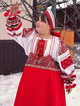 Костюм в народном стиле из поплина и бязи