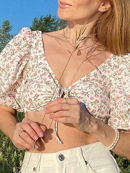 Блуза-топ с объемными рукавами 