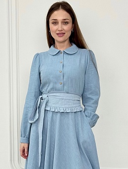 Платье из крапивы в серо-голубом цвете