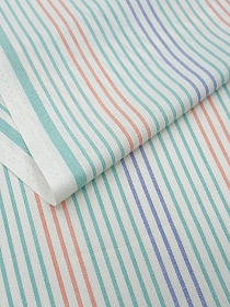 Холст полотенечный "Полоска" цв.мятный/лососевый/синий, ш.0.5м, лен-30%, хлопок-70%, 140гр/м.кв