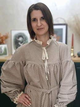 Платье с кружевом из теплого хлопка  "Белый горох"