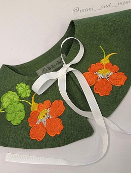 Воротнички с вышивкой из льна костюмного с эффектом мятости