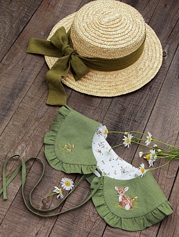 Съемный воротник из полульна и фактурного хлопка