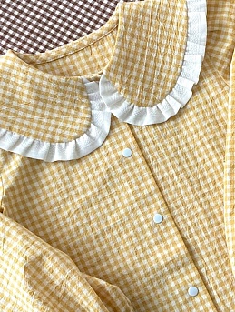 Детская рубашка из вареного хлопка в желтом цвете