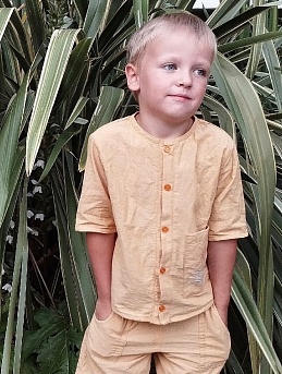 Детский комплект: рубашка и шорты из вареного хлопка