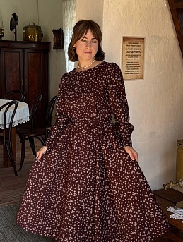 Платье из Плательного хлопка "Россыпь четырехлистников"