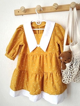 Детское платье из теплого хлопка в горошек