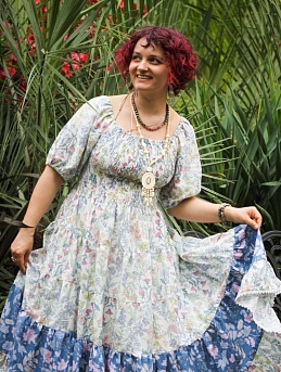 Платье из сатина "Лайза" и "Аромптное цветение"