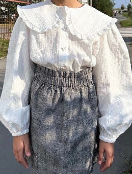 Стильная рубашка из фактурного хлопка "Шарики-полоски"