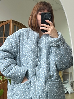 Фуфаечка из теплого хлопка "Дюймовочка" в цвете голубой мох