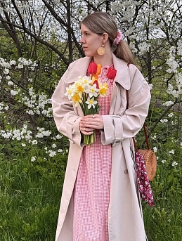 Весеннее платье из вареного хлопка в клеточку