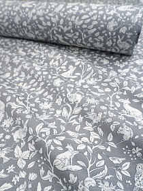 Сатин "Волшебный лес" цв.серый, ш.1.6м, хлопок-100%, 110гр/м.кв