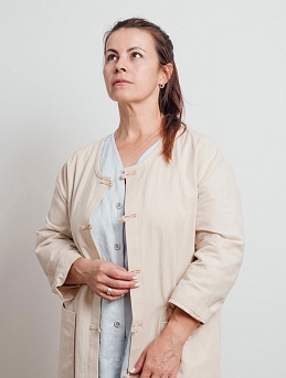 Пыльник из льна костюмного с эффектом мятости