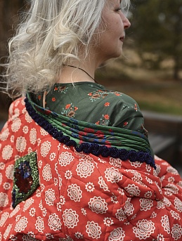 Стеганное пальто из  бязи, сатина и полульна