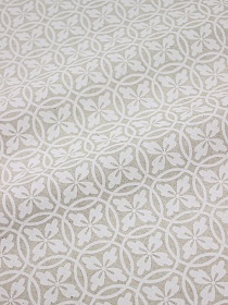 Полулен "Белый цветочный орнамент" (на т.суровом), ш.1.5м, лен-30%, хлопок-70%, 140гр/м.кв