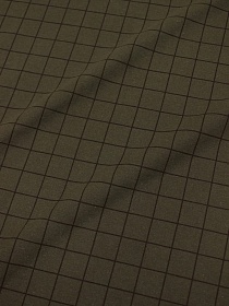 Мерный лоскут ( ткань в отрезах) Теплый хлопок "Клетка" цв.т.коричневый хаки, ш.1.50м, хлопок-100%, 160гр/м.кв