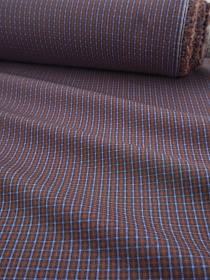 Пестроткань сорочечная "Средняя клетка" цв.шоколад/голубой, ш.1.45м, хлопок-100%, 120гр/м.кв