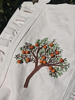 Шоппер из саржи с вышивкой