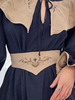 Платье из пестряди "Мелкая клетка" цв.серый/темно-синий