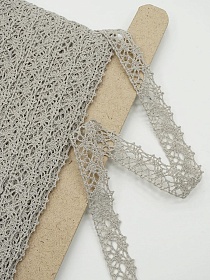Кружево цв.серо-бежевый с оливковым оттенком, ш.20мм, хлопок-90%, п/э-10%, рис.015
