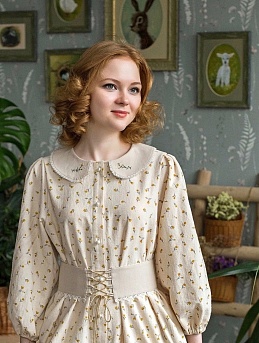 Платье из плательного хлопка с вискозой с микроворсом